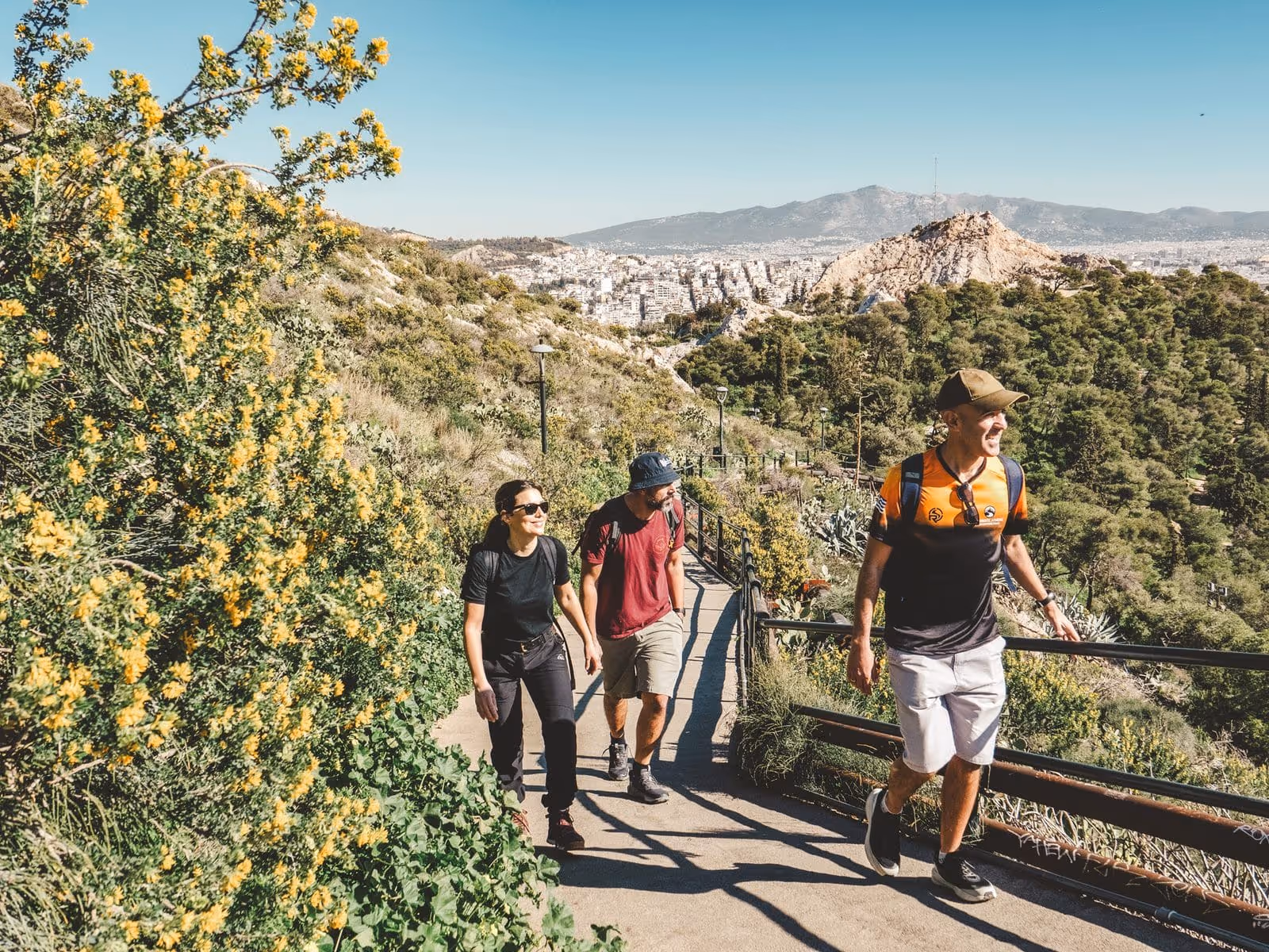 Hiking trail on Lycabettus Hill with Athens stretching out below